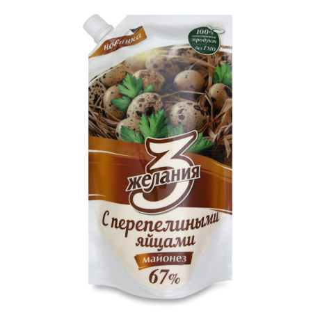 Майонез 67% с Перепелиными Яйцами 3 Желания д/п 380г