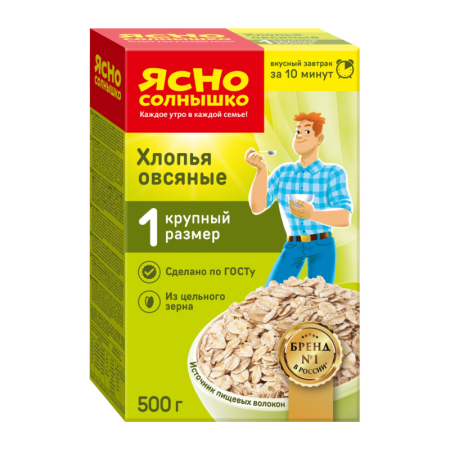 Хлопья Ясно Солнышко Овсяные ї1 500гр Кор
