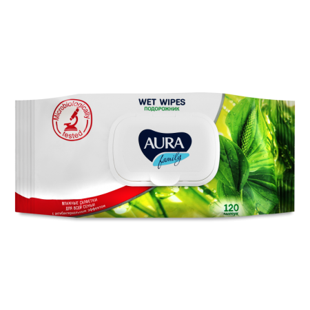Салфетки Влажные с Антибактериальным Эффектом Подорожник Family Aura 120шт