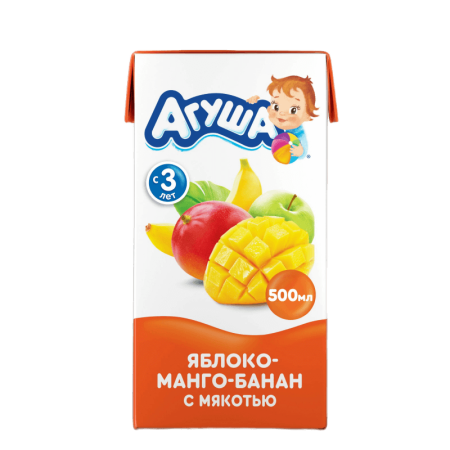 Сок Агуша яблоко/манго/банан с Мякотью 500мл Tba
