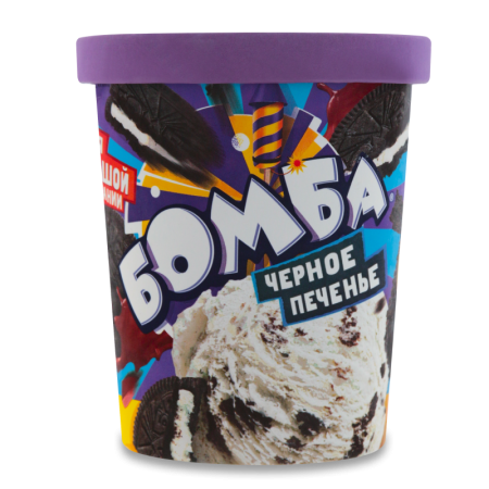 Мороженое 8% с Ароматом ванили, с Крошкой печенья, с Десертом с Ароматом Шоколад Черное Печенье Бомба шин-лайн Ведро 450г