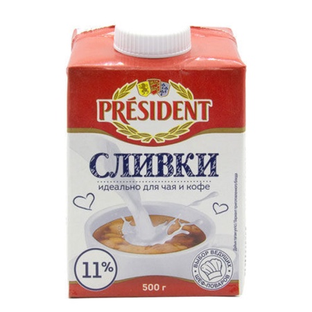 Сливки President 11% 500гр тт/б