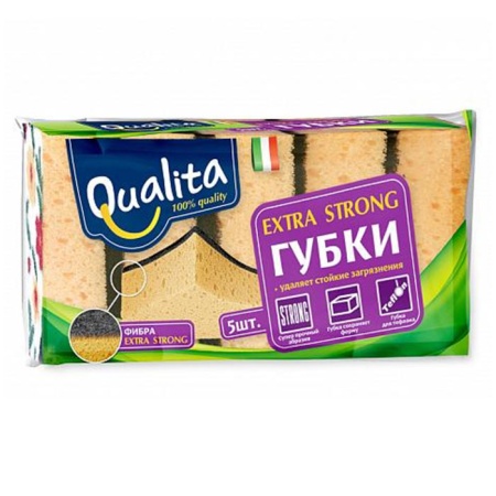 Губки Qualita д/посуды Extra Strong 5шт гр/у