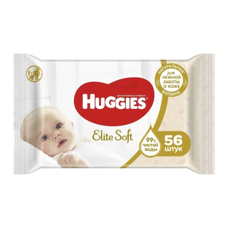 Салфетки Huggies Elite Soft Детские Влажные 56шт фл/п