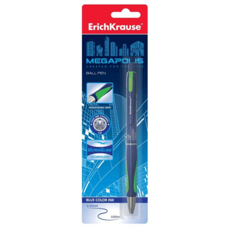 Ручка Erichkrause Megapolis Шариковая Син Стержень бл/у