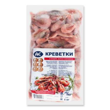 Креветки в Панцире варено-мороженые ас м/у 1кг