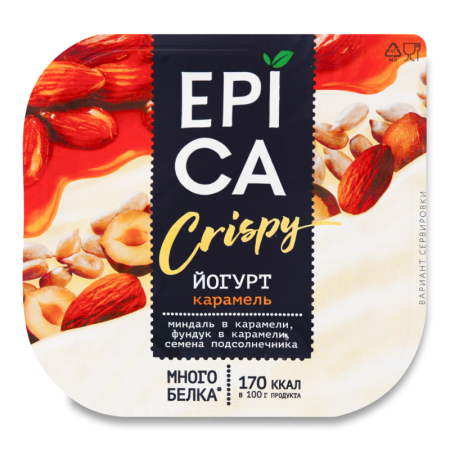 Йогурт 4.8% Карамель Crispy Epica ст 140г