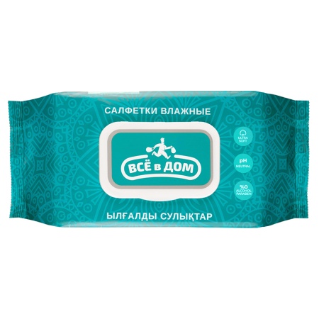 Салфетки Влажные Всё в Дом 100шт фл/п